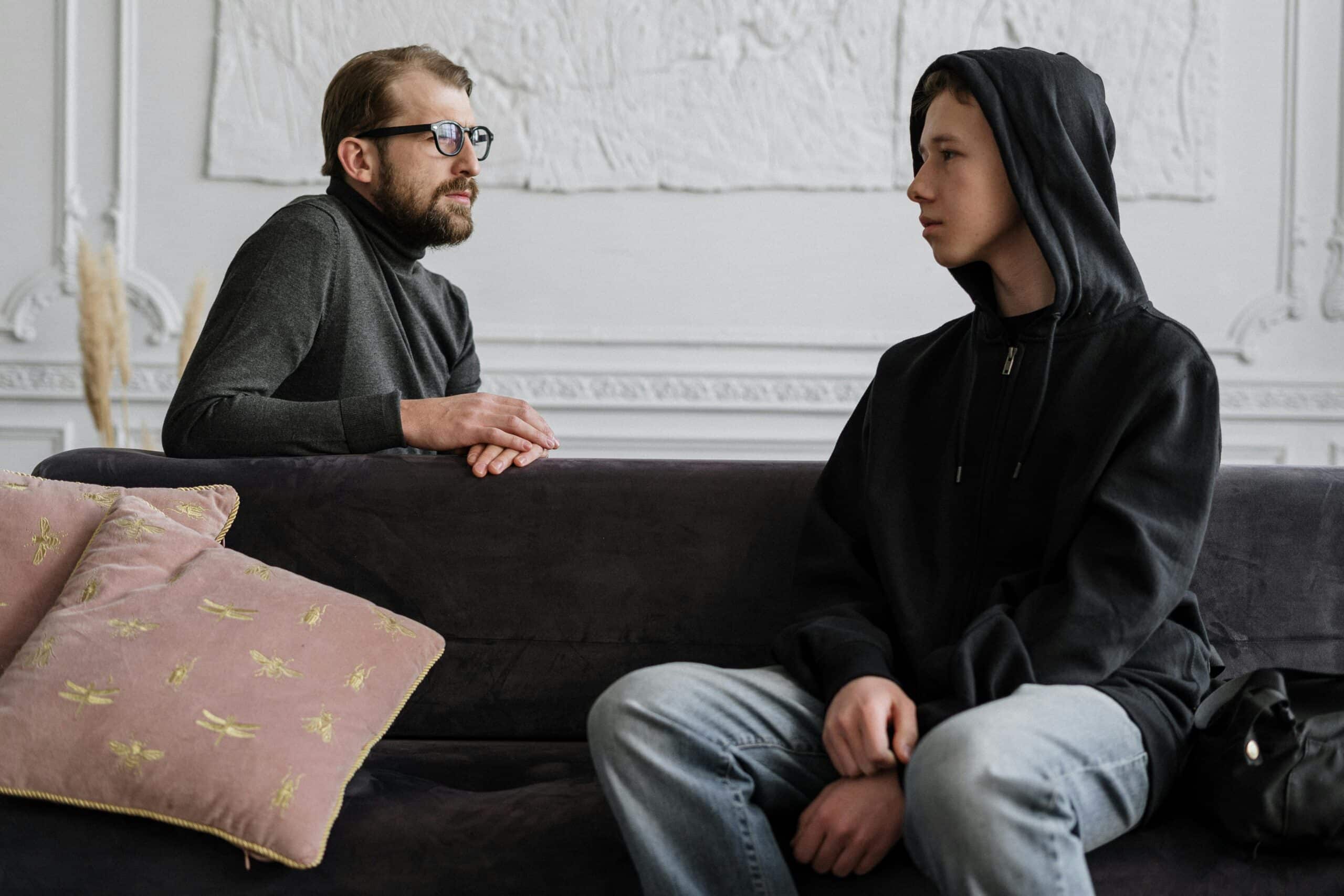 Man talking to therapist during intensive therapy
