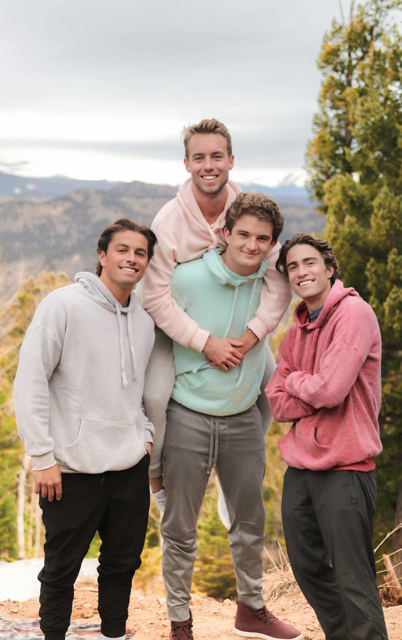 Young men in rehab out hiking together