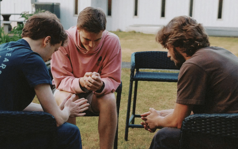 men participate in group therapy at Brookeville, MD rehab center
